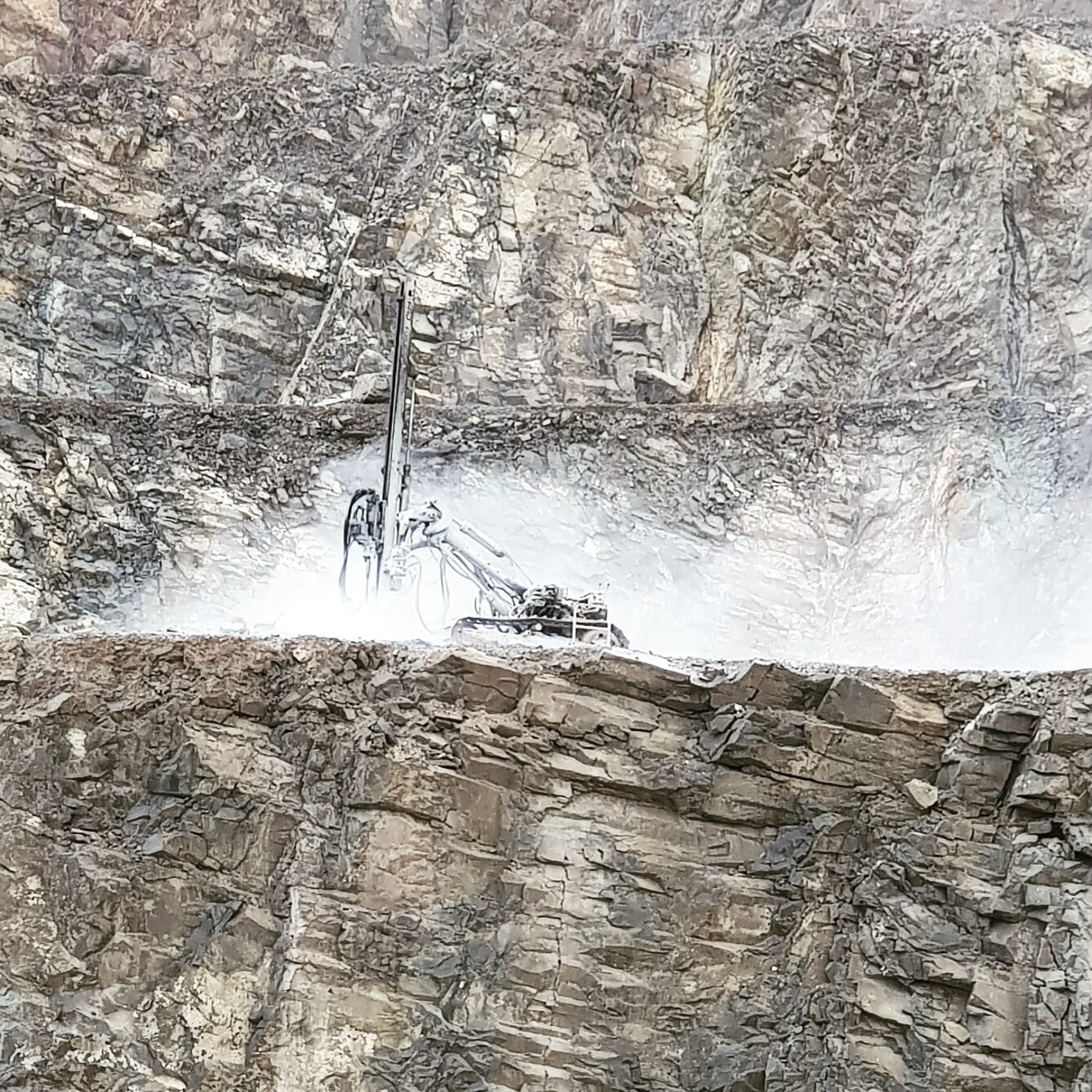 Drill rig in action at Lotus quarry